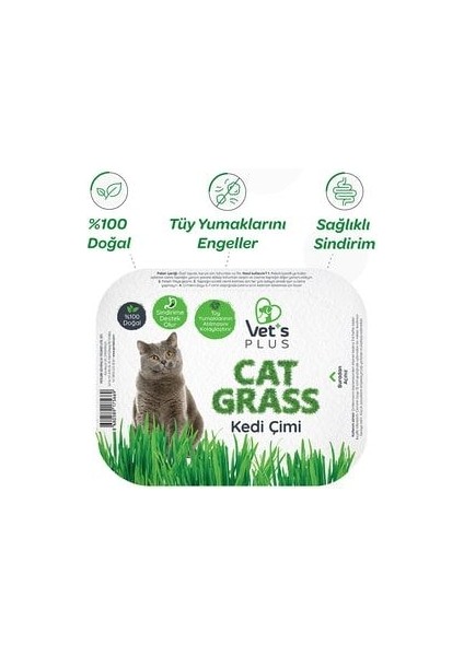 Vet’s Plus %100 Doğal Fileli Kedi Çimi (Tüy Yumağı Önleyici)