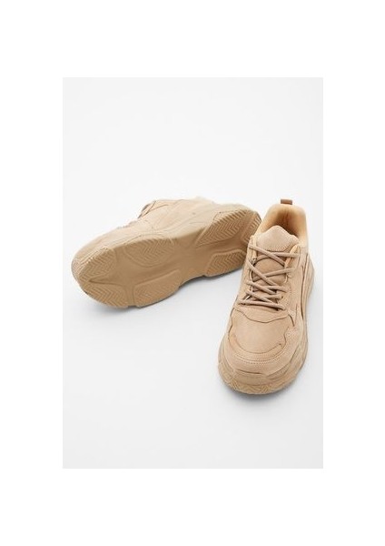 Kadın Bej Yüksek Taban Bağcıklı Spor Ayakkabı indirimleri
