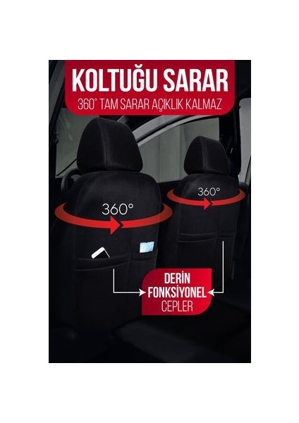 Fiat Tofaş Uno Ön Arka Takım Koltuk Kılıfı Gof Siyah-Kirmizi fiyatları