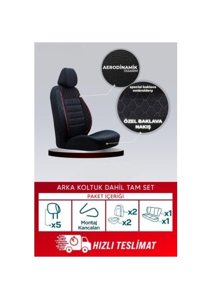 Fiat Tofaş Uno Ön Arka Takım Koltuk Kılıfı Gof Siyah-Kirmizi modelleri