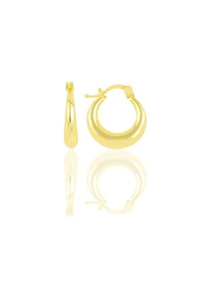 Gümüş Altın Yaldızlı Sade Gümüş Şarnel Küpe