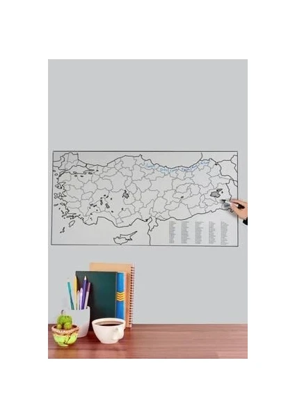 Sihirli Tahta Akıllı Kağıt Türkiye Haritası 110 x 56 cm + Silgili Kalem