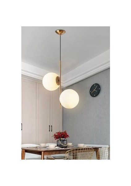 Fumi Modern Tasarım Kapalı Camlı Ikili Avize