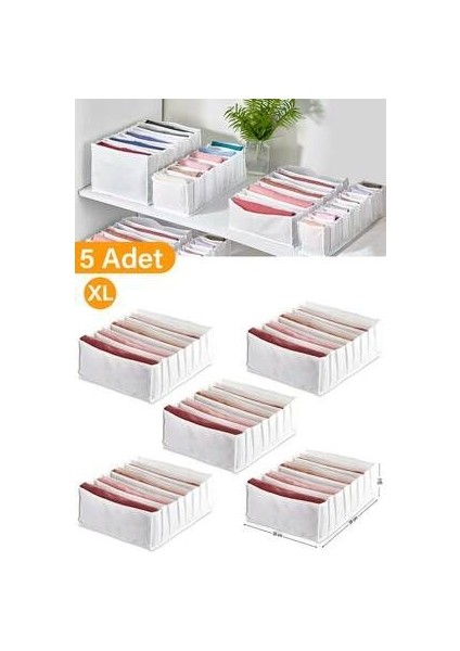 5 Adet - Xlarge 8 Gözlü Çekmece Içi Düzenleyici Organizer 31 x 36 x 12