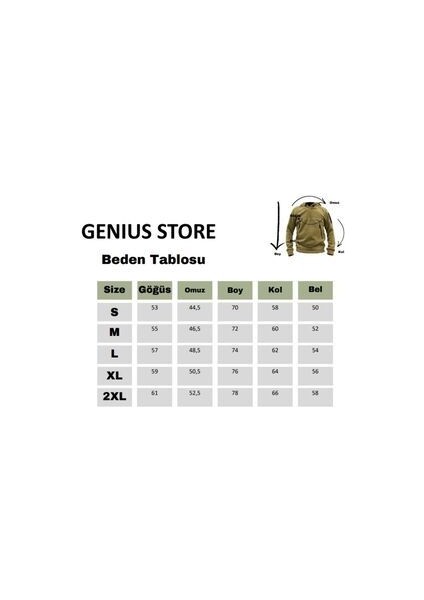 Genıus Store Erkek Polar Outdoor Kapşonlu Kombat Tactical Cepli Polar