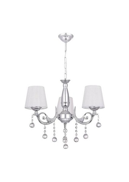 Pırıltı 3 Lü Avize Silver Beyaz Şapkalı