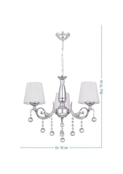 Pırıltı 3 Lü Avize Silver Beyaz Şapkalı fiyatları