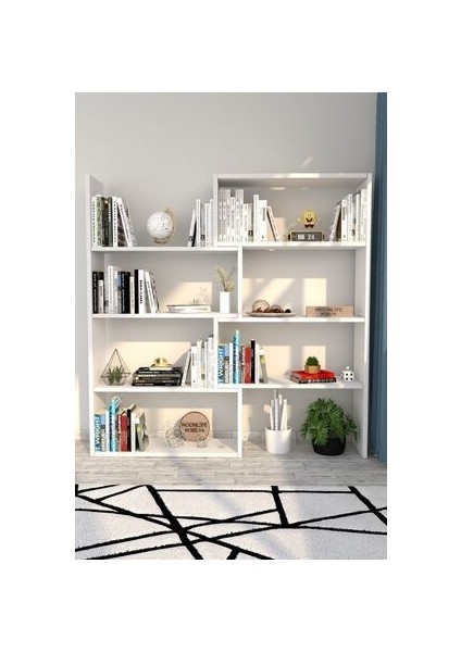 Modern Kitaplık Beyaz 1. Sınıf Suntalam 118x120x20 cm Minimalist Tasarım Ev ve Ofis Kullanımı fiyatları