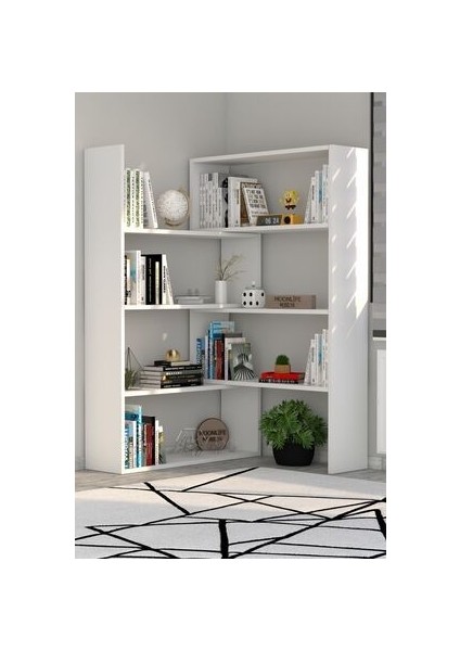 Modern Kitaplık Beyaz 1. Sınıf Suntalam 118x120x20 cm Minimalist Tasarım Ev ve Ofis Kullanımı modelleri