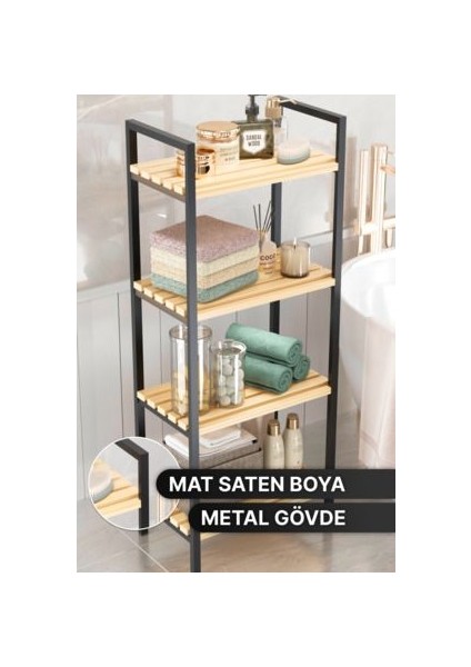 Banyo Düzenleyici Mutfak Rafı Banyo Dolabı Çok Amaçlı Dolap 4 Katlı Metal