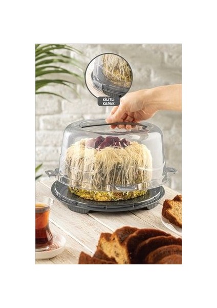 Pasta ve Kek Saklama Taşıma Kabı BPA Free Plastik Sızdırmaz 26,5x13,5 cm Çok Amaçlı