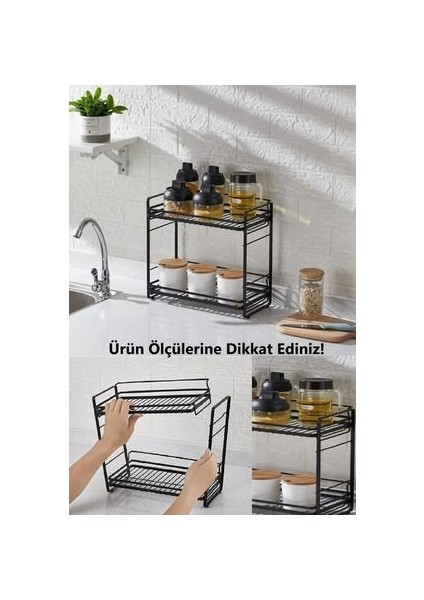 2 Katlı Tezgah Üstü Metal Mutfak Rafı - Düzenleyici Toparlayıcı Raf Baharat Standı fırsatları