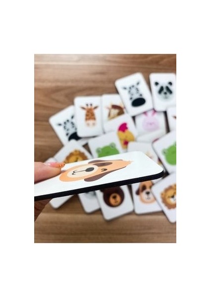 Zeka Kartları Hafıza Eşleştirme Oyunu Sevimli Hayvanlar Ahşap Eğitici Puzzle Oyuncak