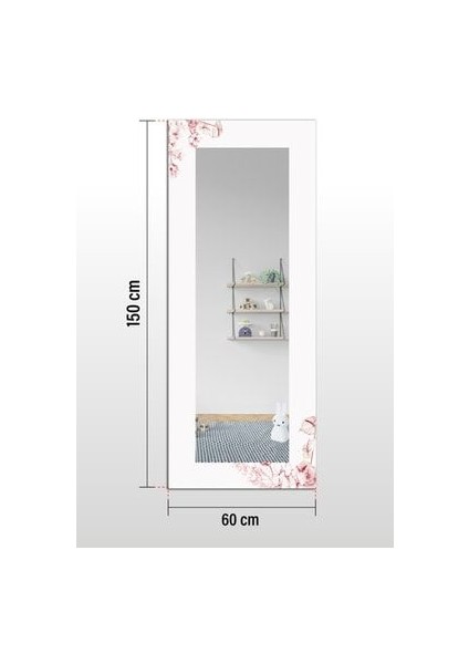 Floral Dekoratif Boy Aynası MDF Çerçeve ile 150x60 cm Modern Tasarım fırsatları