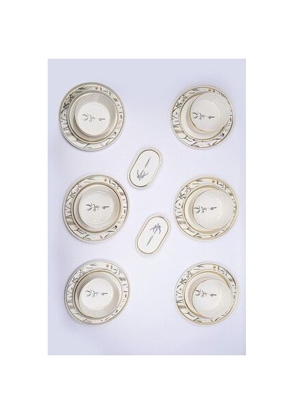 Botanical Yemek Takımı 20 Parça 6 Kişilik Beyaz Porselen Çiçek Desenli