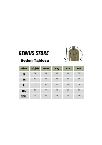 Genıus Store Erkek Polar Tam Fermuarlı 3 Cepli Outdoor Tactical Flecee