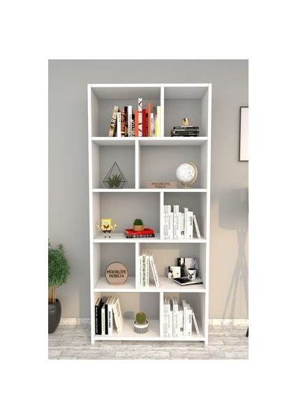 London Modern Beyaz Kitaplık 5 Raflı Suntalam Malzeme ile 160 cm Yükseklik modelleri