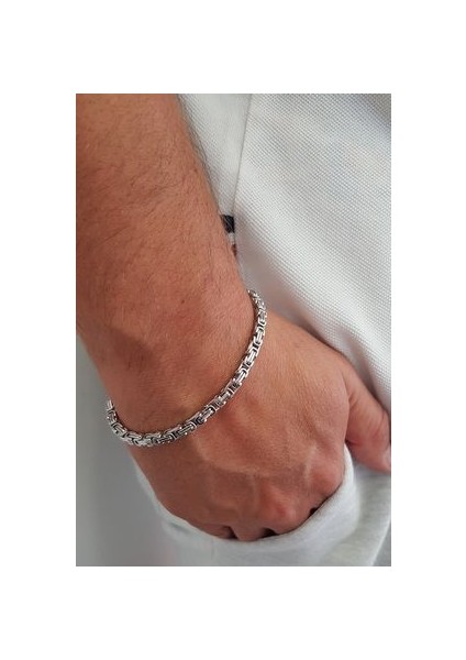 Kral Model Gri Çelik Erkek Bileklik 4 mm 21 cm Uzunlukta Paslanmaz Çelik Kalite fiyatları