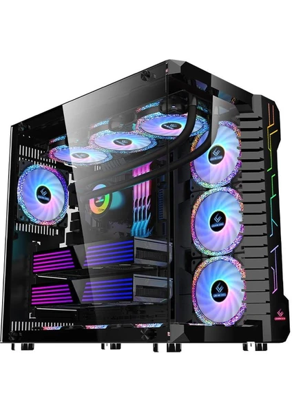 Snt Luobin Iıı Midi Tower Atx Akvaryum 750 Watt 80+ Güç Kaynağı 7x Argb Fan Uzaktan Kumanda Kontroller Siyah Gaming Kasa