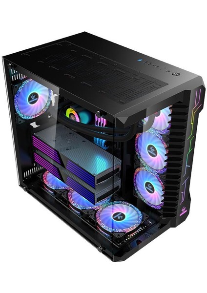 Snt Luobin Iıı Midi Tower Atx Akvaryum 750 Watt 80+ Güç Kaynağı 7x Argb Fan Uzaktan Kumanda Kontroller Siyah Gaming Kasa