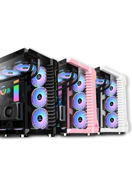 Snt Luobin Iıı Midi Tower Atx Akvaryum 750 Watt 80+ Güç Kaynağı 7x Argb Fan Uzaktan Kumanda Kontroller Siyah Gaming Kasa