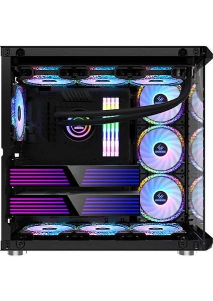 Snt Luobin Iıı Midi Tower Atx Akvaryum 750 Watt 80+ Güç Kaynağı 7x Argb Fan Uzaktan Kumanda Kontroller Siyah Gaming Kasa