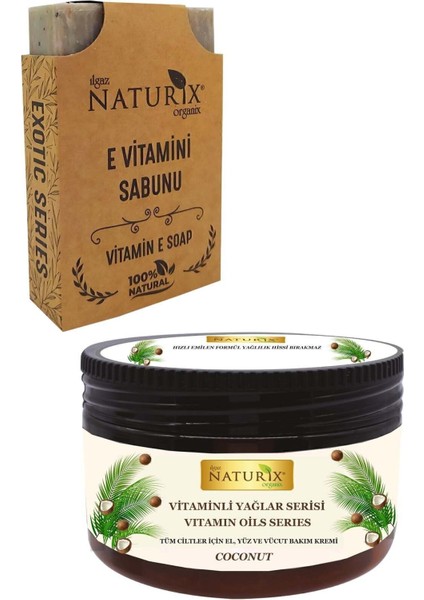 2'li E Vitamini Sabun + Vitaminli Yağlar Serisi Hindistan Cevizi El Yüz Vücut Kremi