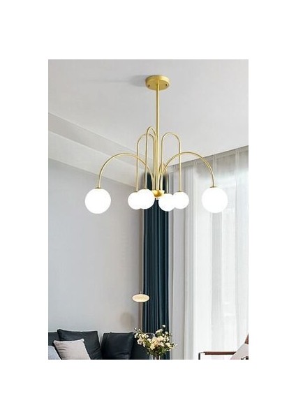 Rachel Modern Kapalı Globe Camlı Altılı Avize