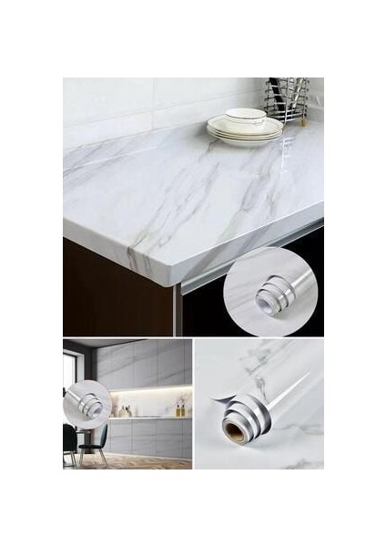 60 cm x 300 cm Mermer Desen Mutfak Banyo Dolap Tezgah Üstü Folyo Kaplama