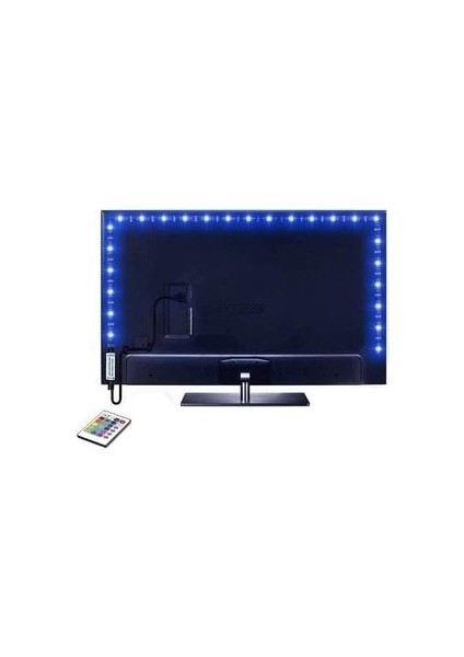 Tv Arkası 5V RGB Şerit LED | 3 Çipli Monitör Arkası Kumandalı 5V RGB Şerit LED | Iç Mekan USBli RGB LED Işıldak | 5V RGB LED Şerit Iç Mekan