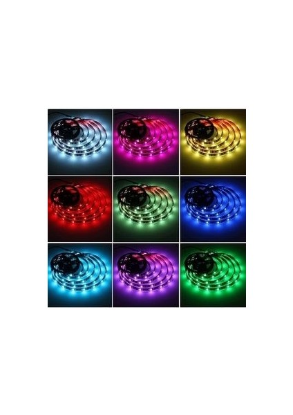 Tv Arkası 5V RGB Şerit LED | 3 Çipli Monitör Arkası Kumandalı 5V RGB Şerit LED | Iç Mekan USBli RGB LED Işıldak | 5V RGB LED Şerit Iç Mekan