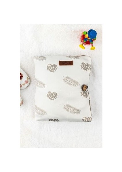 Gri Hayvan Desenli Pamuk Bebek Alt Açma ve Bakım Çantası Organizer 19x22 cm – Leke Tutmaz, Makinede Yıkanabilir