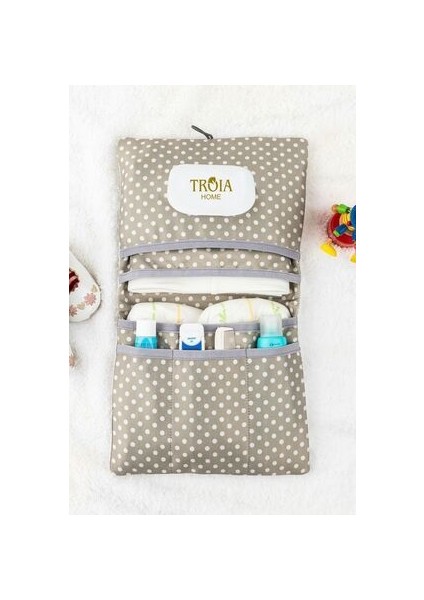 Gri Hayvan Desenli Pamuk Bebek Alt Açma ve Bakım Çantası Organizer 19x22 cm – Leke Tutmaz, Makinede Yıkanabilir modelleri