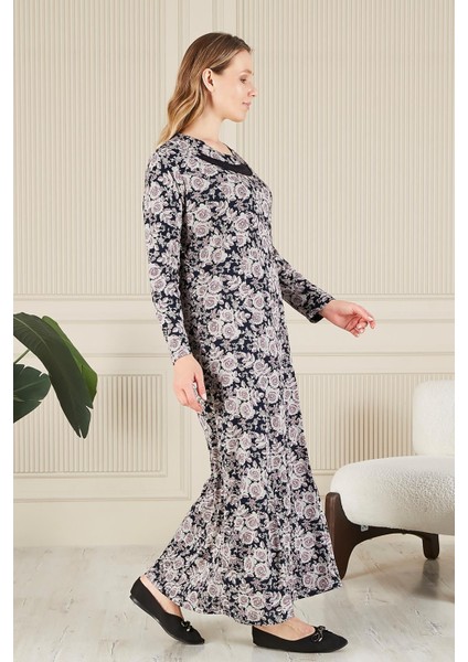 Kadın Buyuk Beden Yakası Taşlı Menekşe Elbise modelleri