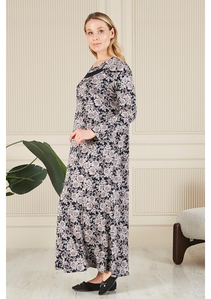 Kadın Buyuk Beden Yakası Taşlı Menekşe Elbise fırsatları