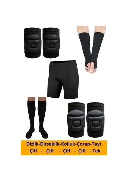 Voleybol Dizliği Dirseklik Kolluk Tayt Çorap Seti