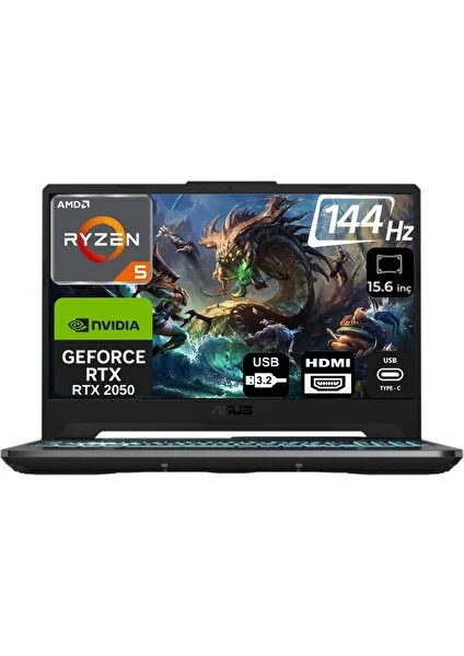 Tuf Gaming A15 FA506NF-HN004-10 Amd Ryzen 5 7535HS 64GB 2tb SSD RTX2050 Freedos 15.6" Fhd Taşınabilir Bilgisayar