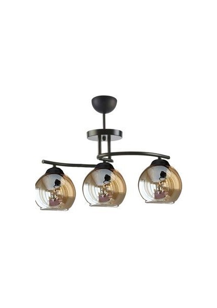 Fuji Modern Dekoratif Siyah Renk Bal Camlı 3 Lü Avize