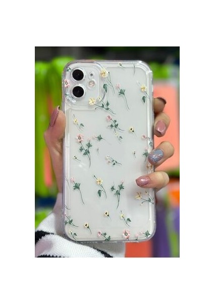 Iphone 11 Uyumlu Çiçek Desenli Kameralar Korumalı Kılıf