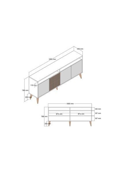 Milan Konsol – Ceviz ve Siyah Mermer Desenli Yonga Levha, Modern Tasarım, Dayanıklı, 180x78x35 cm