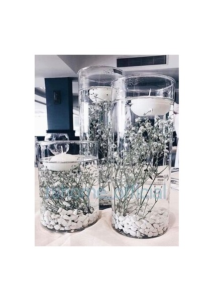 3lü Silindir Mumluk ve 3 Kokulu Yüzen Mum- Söz- Organizasyon- Özel Gün-R