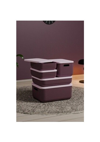 5 Parça Dolap Içi Düzenleyici Kapaklı Sepet-Çorap,kıyafet Düzenleyici