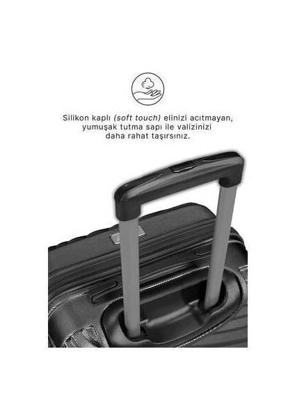 WX-300 Siyah Kabin Boy Valiz %100 Suni Deri 50x36x24 cm Su Geçirmez ve Hafif