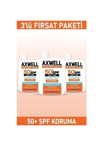 Güneş Kremi SPF 50+ Leke Karşıtı Nemlendirici 3'lü Set 100 ml Tüm Cilt Tipleri İçin