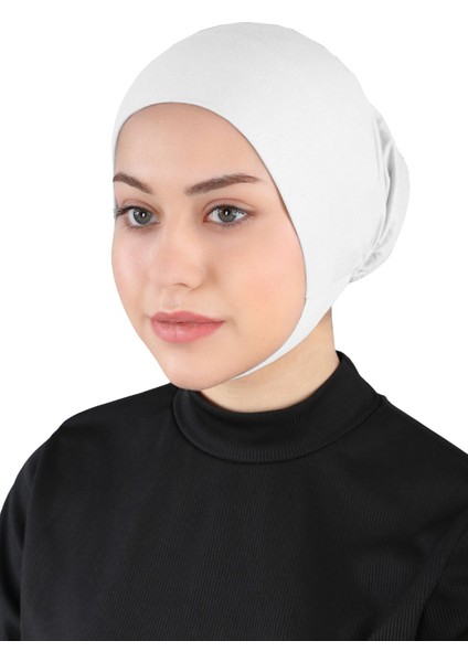 Çeneli Hijab Bone - St 110 Beyaz