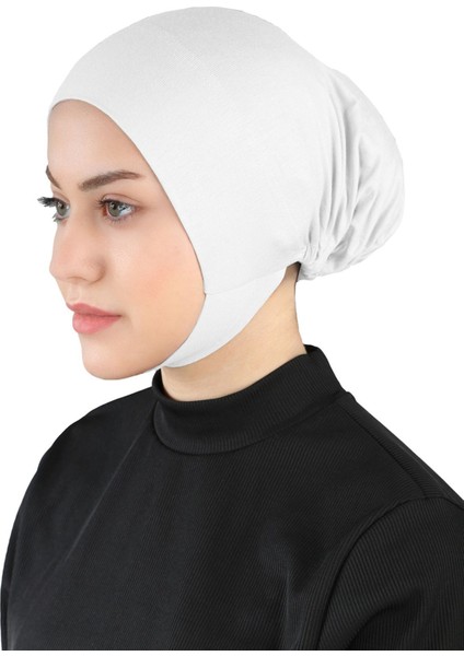 Çeneli Hijab Bone - St 110 Beyaz