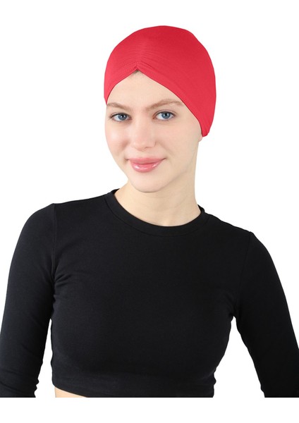 Pileli Geçme Bone - St 256 Kırmızı