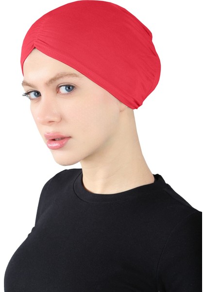Pileli Geçme Bone - St 256 Kırmızı