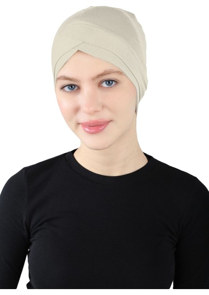 Çapraz Geçme Bone - St 060 Krem