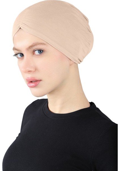 Pileli Geçme Bone - St 256 Açık Vizon